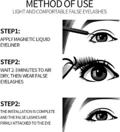 Yermin Beauty Magnetische Wimpers Met Eyeliner Pen Set - Magnetic Lashes - Magneet - 10 Sets Nepwimpers Met 2 Eyelinergel En 1 Applicator - Zwart -Oogmake Up Winkel 1099x1200 2