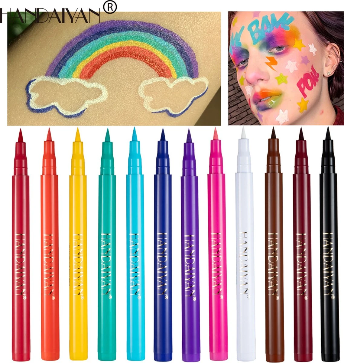 HANDAIYAN 12 Kleuren Mat Sneldrogend Niet Gemakkelijk Uit Te Vegen Kleur Eyeliner Set Make-up Show 2 HANDAIYAN 12 Kleuren Mat Sneldrogend Niet Gemakkelijk Uit Te Vegen Kleur Eyeliner Set Make-up Show - Afbeelding 2