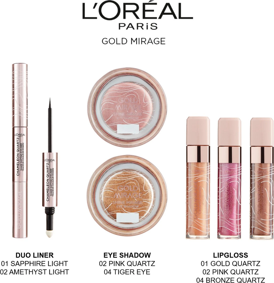 L’Oréal Paris Gold Mirage Oogschaduw - 02 Pink Quartz - Roze - Limited Edition - Shine Mirage Eye Schadow 5 L’Oréal Paris Gold Mirage Oogschaduw - 02 Pink Quartz - Roze - Limited Edition - Shine Mirage Eye Schadow - Afbeelding 5
