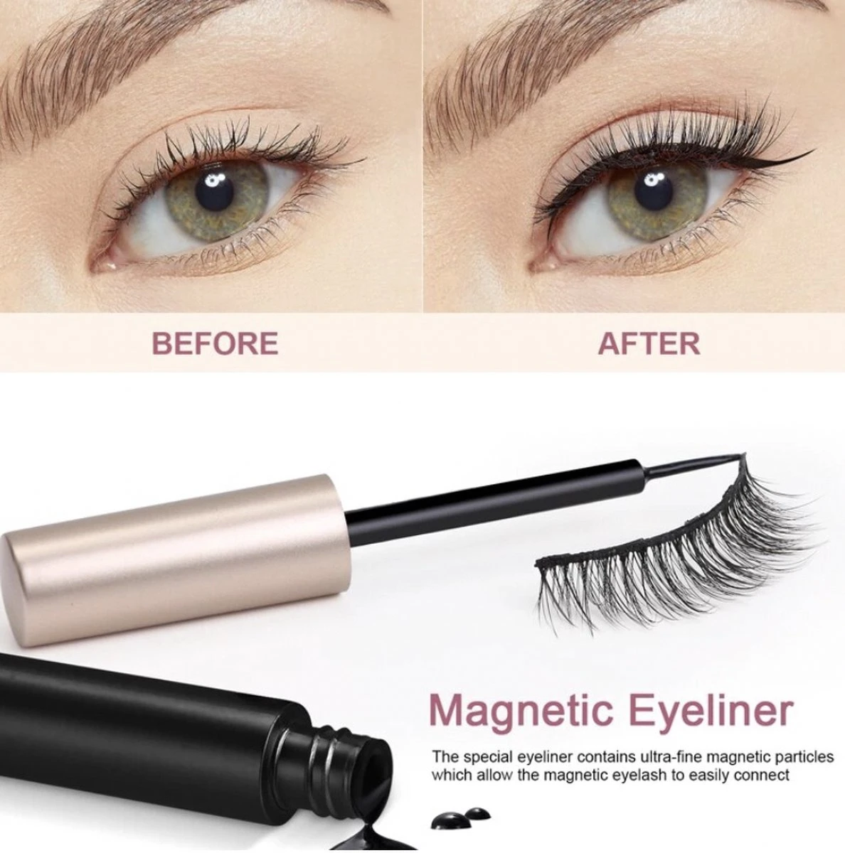 Yermin Beauty Magnetische Wimpers Set - Inclusief Wimperzetter En 2 Flesjes Waterproof Eyeliner - Wimperhouder Met Spiegel - 8+2 Paar Extra 3 Yermin Beauty Magnetische Wimpers Set - Inclusief Wimperzetter En 2 Flesjes Waterproof Eyeliner - Wimperhouder Met Spiegel - 8+2 Paar Extra - Afbeelding 3
