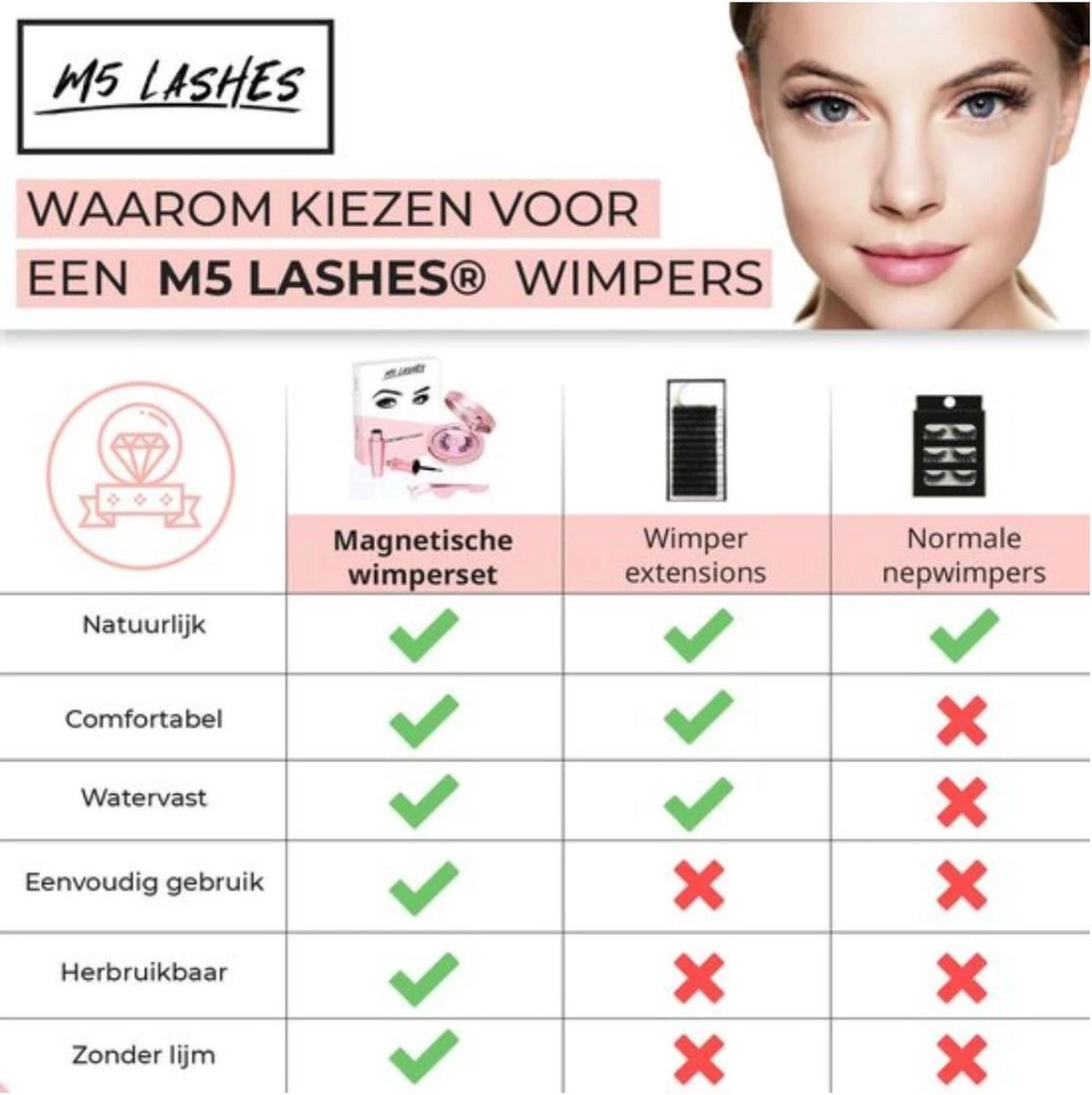 Diamond | M5 Bekend Van TikTok | GRATIS Spiegeldoosje | Magnetische Wimpers Met Eyeliner | Nep Wimpers | Magnetic Eyelashes | HERBRUIKBAAR | CADEAU 2 Diamond | M5 Bekend Van TikTok | GRATIS Spiegeldoosje | Magnetische Wimpers Met Eyeliner | Nep Wimpers | Magnetic Eyelashes | HERBRUIKBAAR | CADEAU - Afbeelding 2