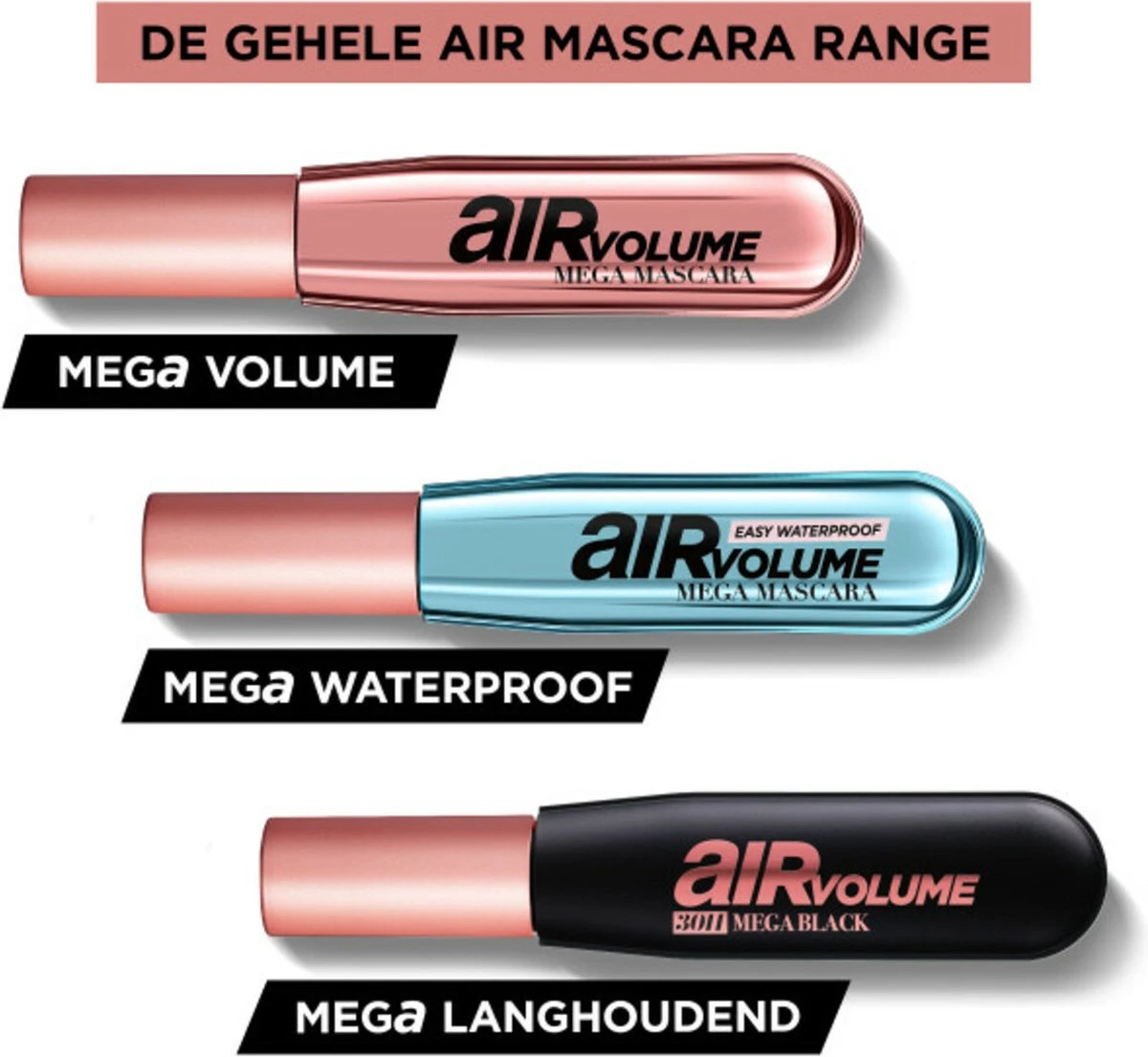 L'Oréal Paris Air Volume 30H Mega Black Mascara - 9,4ml 4 L'Oréal Paris Air Volume 30H Mega Black Mascara - 9,4ml - Afbeelding 4