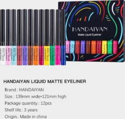 HANDAIYAN® | Liquid Eyeliner | Set Van 12 Kleuren | Gekleurde Eyeliner Set | Make Up | Waterproof | Langhoudend -Oogmake Up Winkel 1200x1137 3