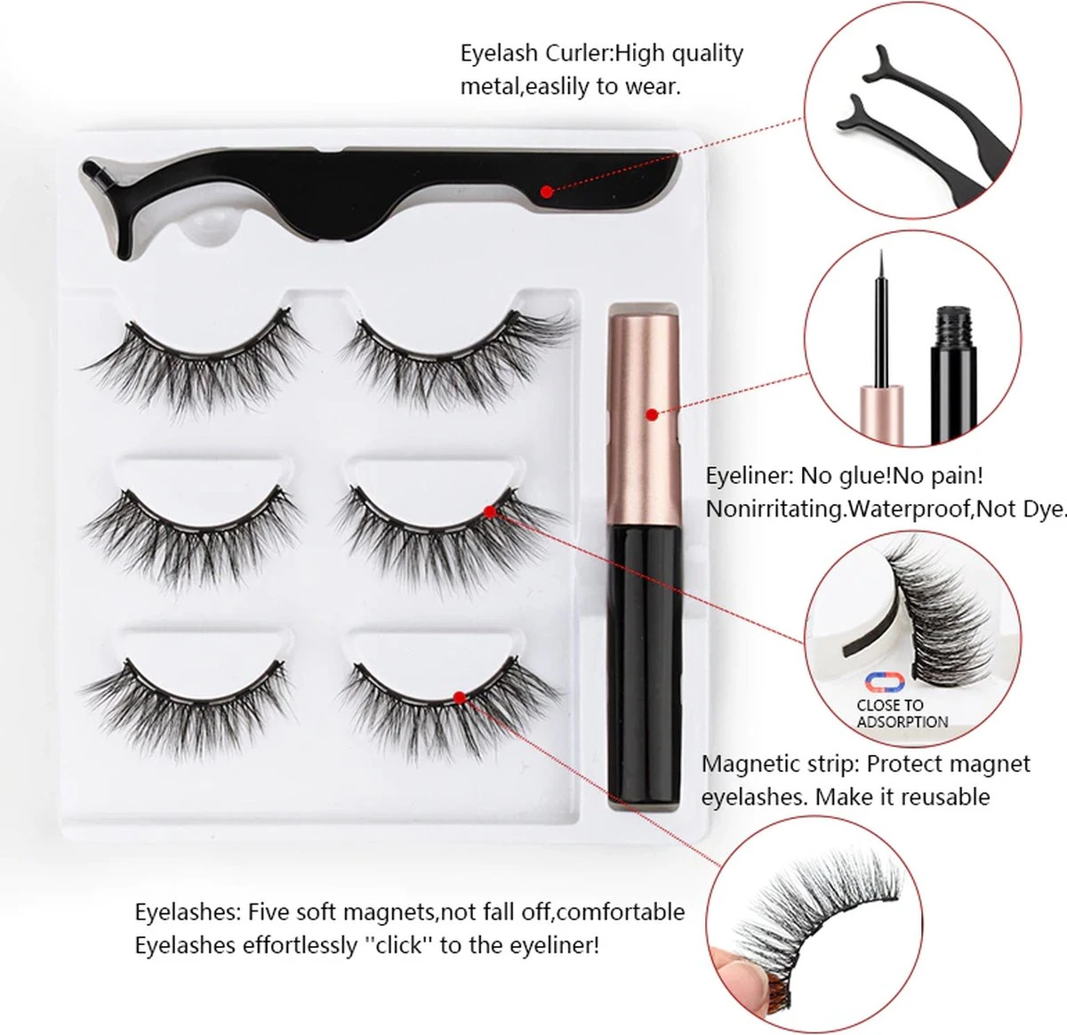 Magnetische Wimpers -Magnetische Eyeliner - 3 Set Wimpers - Magnetic Lashes - Eyelashes - Fake Lashes - 3D Wimpers 7 Magnetische Wimpers -Magnetische Eyeliner - 3 Set Wimpers - Magnetic Lashes - Eyelashes - Fake Lashes - 3D Wimpers - Afbeelding 7
