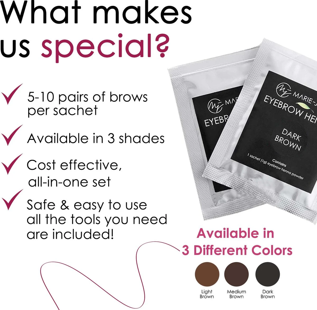 Marie-José & Co Henna Wenkbrauwverf Donkerbruin - Complete Henna Brows Kit - Tattoo Brow Set Voor 20 Paar Wenkbrauwen 3 Marie-José & Co Henna Wenkbrauwverf Donkerbruin - Complete Henna Brows Kit - Tattoo Brow Set Voor 20 Paar Wenkbrauwen - Afbeelding 3