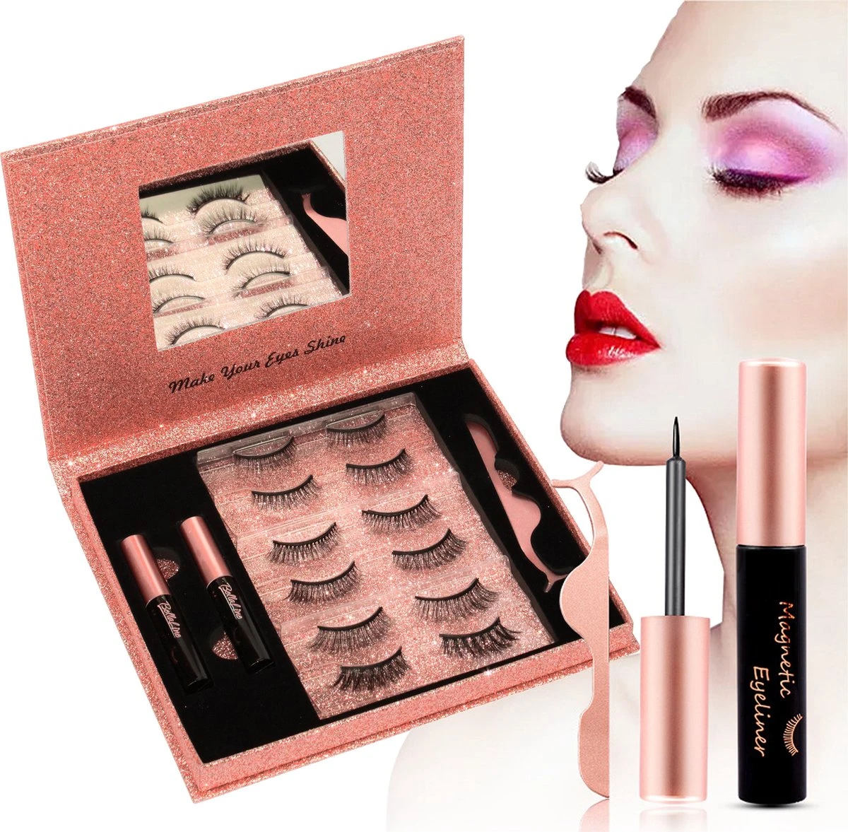 BellaLine – Magnetische Wimpers – 6 Set – 2 Eyeliners – Applicator – Nep Wimpers – Magnetic Eyelashes – Valse Wimpers – Wimper Extensions – Fake Lashes – Natuurlijke Look – Geen Lijm Nodig 1 BellaLine – Magnetische Wimpers – 6 Set – 2 Eyeliners – Applicator – Nep Wimpers – Magnetic Eyelashes – Valse Wimpers – Wimper Extensions – Fake Lashes – Natuurlijke Look – Geen Lijm Nodig