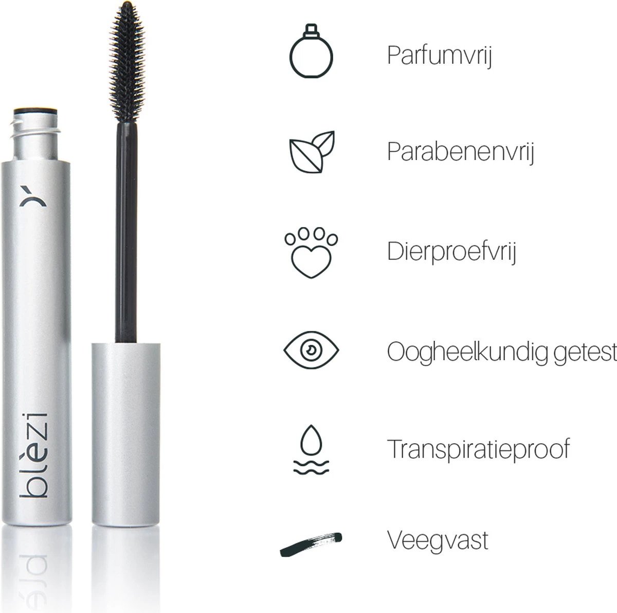 Blèzi® Mascara 10 Black - Mascara Gevoelige Ogen - Zwart 2 Blèzi® Mascara 10 Black - Mascara Gevoelige Ogen - Zwart - Afbeelding 2