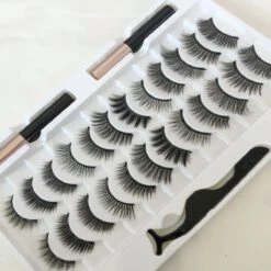 24 Magnetische Wimpers Met Eyelinerkit / 12 Paar- Herbruikbare Magnetische Wimpers - Natuurlijk Ogende Wimperspakket, 2 Buizen Magnetische Eyeliner, 3D Magnetische Nepwimperskit Met Wimperpincet - Magnetische Wimpers -Oogmake Up Winkel 1200x1200 621