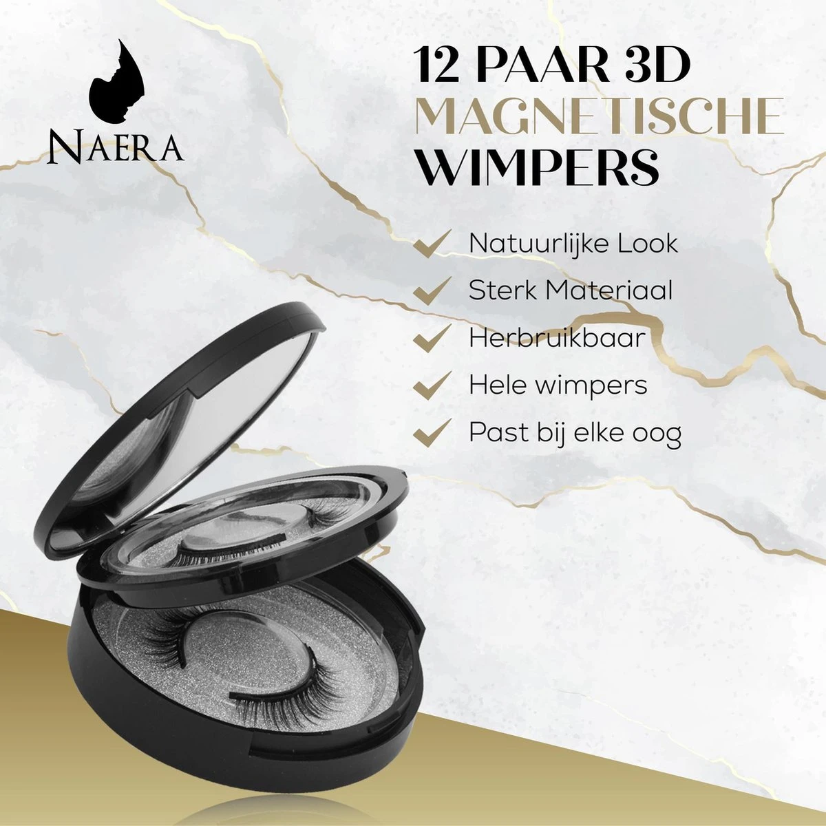 Naera Magnetische Wimpers Set - Inclusief Wimperzetter, Wimperhouder, Wimperschaar En 3 Flesjes Waterproof Eyeliner - 30 Keer Herbruikbaar - 12 Paar 2 Naera Magnetische Wimpers Set - Inclusief Wimperzetter, Wimperhouder, Wimperschaar En 3 Flesjes Waterproof Eyeliner - 30 Keer Herbruikbaar - 12 Paar - Afbeelding 2