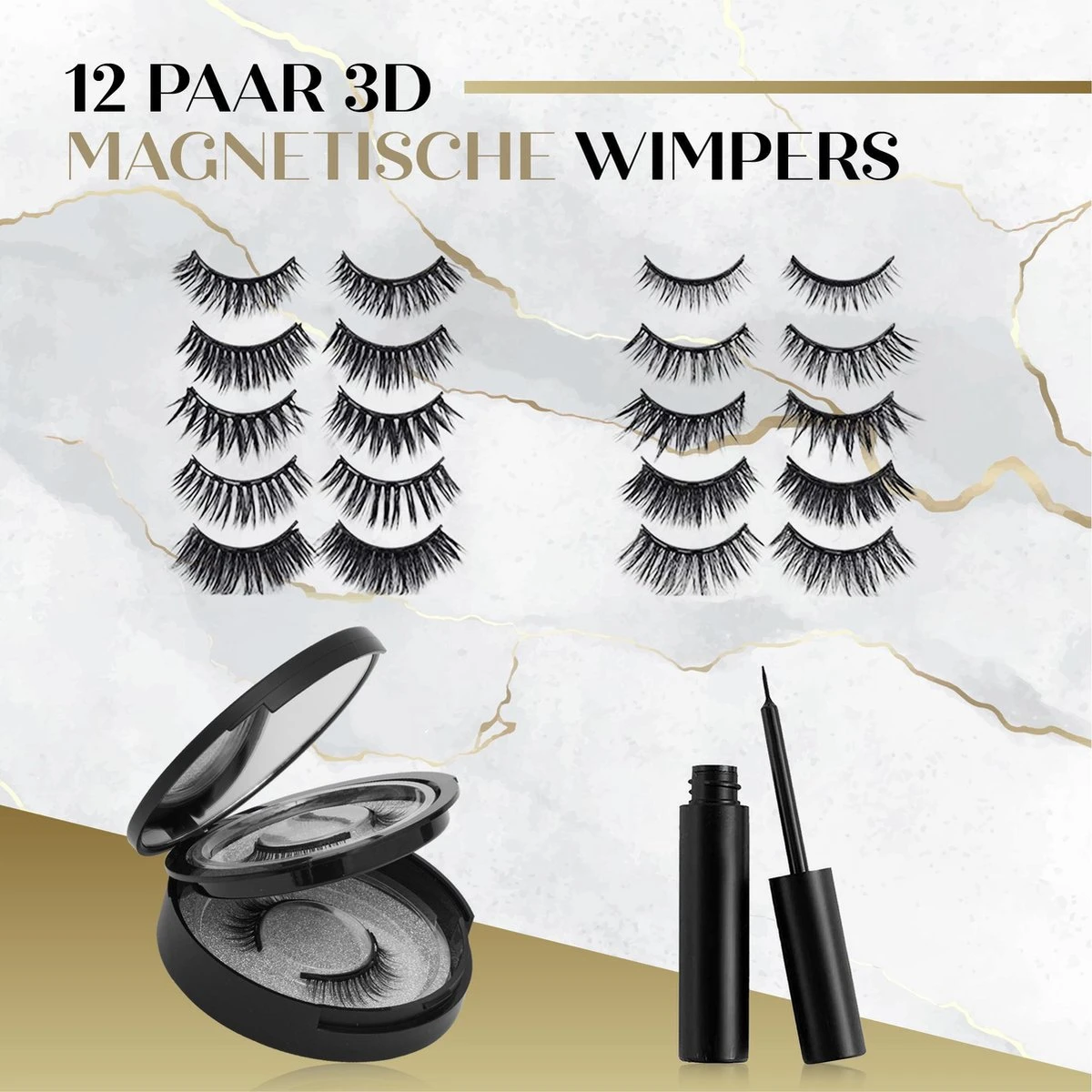 Naera Magnetische Wimpers Set - Inclusief Wimperzetter, Wimperhouder, Wimperschaar En 3 Flesjes Waterproof Eyeliner - 30 Keer Herbruikbaar - 12 Paar 7 Naera Magnetische Wimpers Set - Inclusief Wimperzetter, Wimperhouder, Wimperschaar En 3 Flesjes Waterproof Eyeliner - 30 Keer Herbruikbaar - 12 Paar - Afbeelding 7