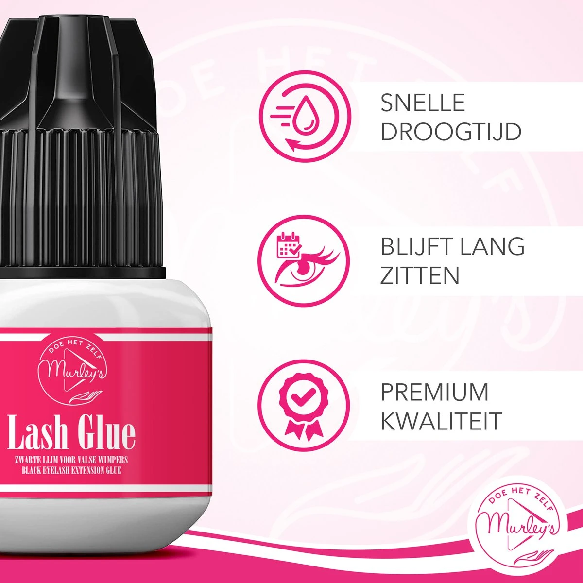 MURLEY'S Wimperlijm- Wimperextensions Lijm - Lash Glue - Zwart - Eenmalig Aanbrengen Voor Wekenlang Plezier - Perfecte Wimpers 3 MURLEY'S Wimperlijm- Wimperextensions Lijm - Lash Glue - Zwart - Eenmalig Aanbrengen Voor Wekenlang Plezier - Perfecte Wimpers - Afbeelding 3