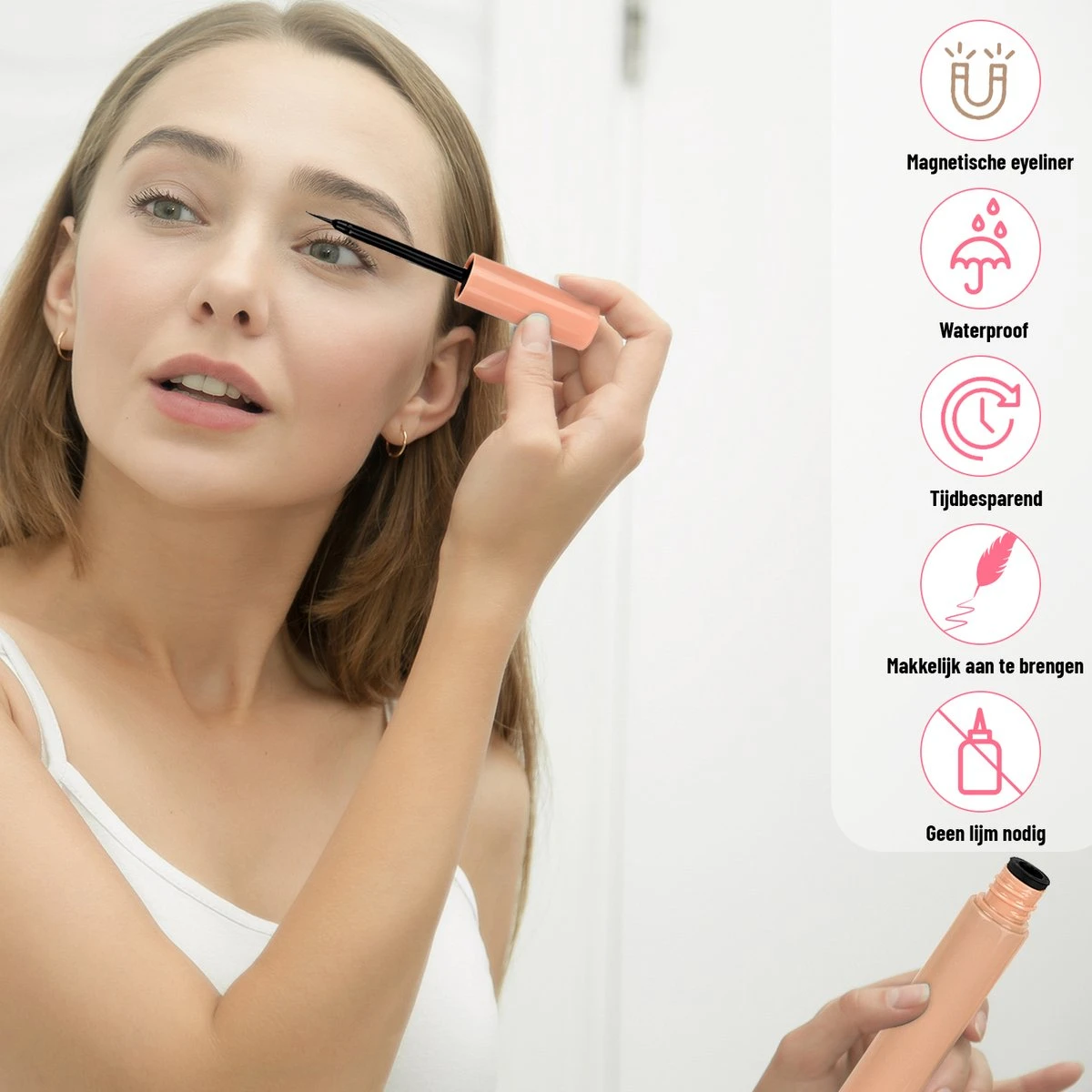 Mina Beauty Magnetische Wimpers – Magnetic Lashes - Wimperset (10 Stuks) Met 2 Magnetische Eyeliners En Een Applicator 6 Mina Beauty Magnetische Wimpers – Magnetic Lashes - Wimperset (10 Stuks) Met 2 Magnetische Eyeliners En Een Applicator - Afbeelding 6