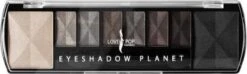 Lovely Pop Cosmetics - Oogschaduw Palette - Planet Mercury - Met Lange Applicator - 8 Kleuren: Wit / Grijs / Zilver / Antraciet / Mat Zwart / Zwart - 1 Doosje Met 9 Gram Inhoud - Afmeting Doosje: 14,7 X 4,4 Centimeter
