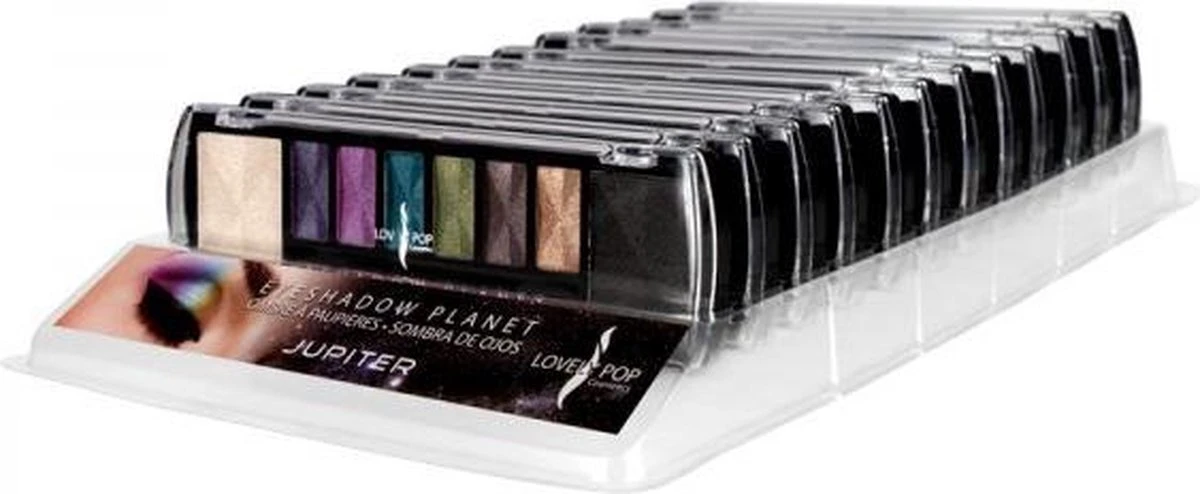 Lovely Pop Cosmetics - Oogschaduw Palette - Planet Jupiter - Met Lange Applicator - 8 Kleuren: Wit / Paars / Lila / Blauw / Groen / Bruin / Goud / Zwart - 1 Doosje Met 9 Gram Inhoud - Afmeting Doosje: 14,7 X 4,4 Centimeter 2 Lovely Pop Cosmetics - Oogschaduw Palette - Planet Jupiter - Met Lange Applicator - 8 Kleuren: Wit / Paars / Lila / Blauw / Groen / Bruin / Goud / Zwart - 1 Doosje Met 9 Gram Inhoud - Afmeting Doosje: 14,7 X 4,4 Centimeter - Afbeelding 2