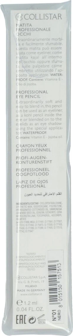 Collistar Professional Eyepencil 1, Black 10 Collistar Professional Eyepencil 1, Black -Oogmake Up Winkel 261x1200 1