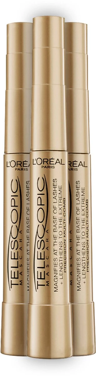 L’Oréal Paris Telescopic Black - Lengte Mascara Voor Zichtbaar Langere Wimpers - Zwart - 8 Ml – 3 Stuks 1 L’Oréal Paris Telescopic Black - Lengte Mascara Voor Zichtbaar Langere Wimpers - Zwart - 8 Ml – 3 Stuks