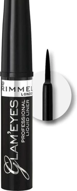 Rimmel London Glam'Eyes Professional Liquid Eyeliner - 001 Black Glamour -Oogmake Up Winkel 485x1200 1