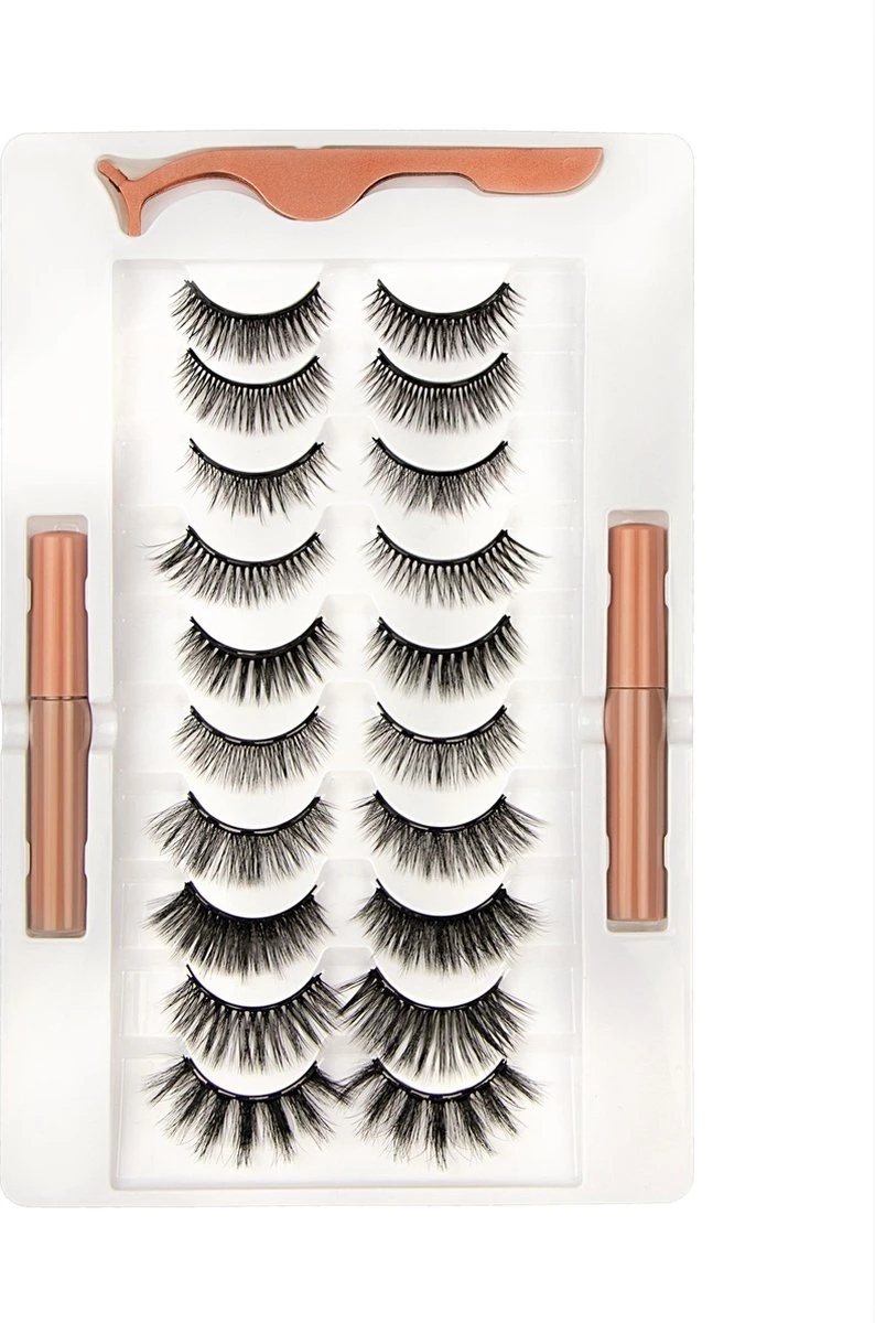 Mina Beauty Magnetische Wimpers – Magnetic Lashes - Wimperset (10 Stuks) Met 2 Magnetische Eyeliners En Een Applicator 2 Mina Beauty Magnetische Wimpers – Magnetic Lashes - Wimperset (10 Stuks) Met 2 Magnetische Eyeliners En Een Applicator - Afbeelding 2