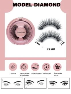 Nepwimers Zonder Lijm | Magnetische Wimpers | Eyeliners | Diamond Wimpers | Pincet | Wimperset | Model Diamond | Fake Lashes | M5 Lashes Diamond Set | Herbruikbare Wimpers | 3D Wimpers | Kit | Waterbestendig | Natuurlijke Wimpers | Waterproof -Oogmake Up Winkel 899x1200 19