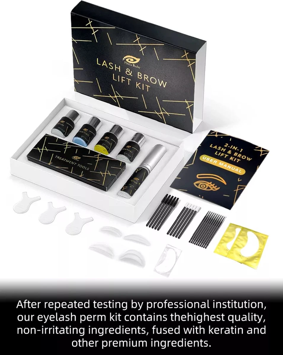 Flora Ruby - Wimper & Wenkbrauw Lifting Set 2 In 1 - Professionele 2 In 1 Lash Lift & Brow Lamination Kit - Permanente Wimperkruller 7 Flora Ruby - Wimper & Wenkbrauw Lifting Set 2 In 1 - Professionele 2 In 1 Lash Lift & Brow Lamination Kit - Permanente Wimperkruller - Afbeelding 7