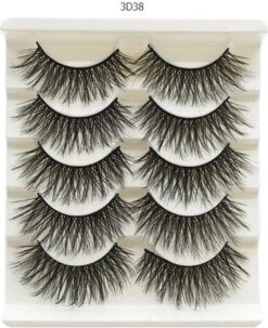 Without Lemons 3D Wimpers 3D38 - 5 Paar - Natuurlijke Kunst Wimpers - Nep Wimpers - Valse Wimpers - Zwart - Wimper Extension - Stijlvol - Fake Eyelashes - Natuurlijk - Stijvol - Make Up - 17cm